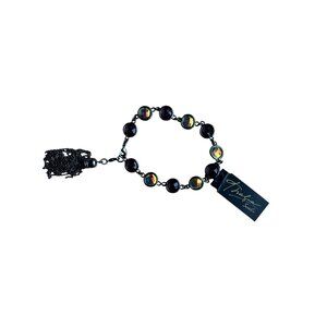 Thalia Sodi Black and Gold Bracelet with Tassel, New with Tags